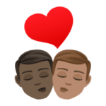 👨🏿‍❤️‍💋‍👨🏽 Berciuman Pria dengan Pria Warna Kulit Gelap dengan Warna Kulit Sedang JoyPixels