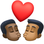 👨🏿‍❤️‍💋‍👨🏾 Berciuman Pria dengan Pria Warna Kulit Gelap dengan Warna Kulit Gelap Sedang Facebook