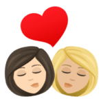 👩🏻‍❤️‍💋‍👩🏼 Berciuman Wanita dengan Wanita Warna Kulit Cerah dengan Warna Kulit Cerah Sedang JoyPixels