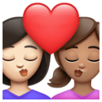 👩🏻‍❤️‍💋‍👩🏽 Berciuman Wanita dengan Wanita Warna Kulit Cerah dengan Warna Kulit Sedang WhatsApp