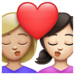 👩🏼‍❤️‍💋‍👩🏻 Berciuman Wanita dengan Wanita Warna Kulit Cerah Sedang dengan Warna Kulit Cerah WhatsApp