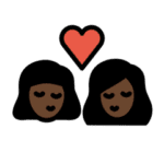 👩🏿‍❤️‍💋‍👩🏿 Berciuman Wanita dengan Wanita Warna Kulit Gelap OpenMoji