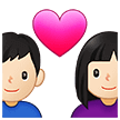 👩🏻‍❤️‍👨🏻 Pasangan dengan Hati Wanita dengan Pria Warna Kulit Cerah Samsung