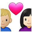 👩🏻‍❤️‍👨🏼 Pasangan dengan Hati Wanita dengan Pria Warna Kulit Cerah dengan Warna Kulit Cerah Sedang Samsung