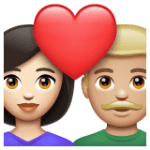 👩🏻‍❤️‍👨🏼 Pasangan dengan Hati Wanita dengan Pria Warna Kulit Cerah dengan Warna Kulit Cerah Sedang WhatsApp