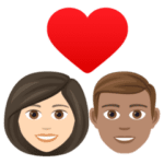 👩🏻‍❤️‍👨🏽 Pasangan dengan Hati Wanita dengan Pria Warna Kulit Cerah dengan Warna Kulit Sedang JoyPixels