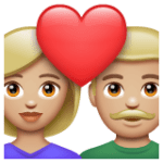 👩🏼‍❤️‍👨🏼 Pasangan dengan Hati Wanita dengan Pria Warna Kulit Cerah Sedang WhatsApp