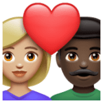 👩🏼‍❤️‍👨🏿 Pasangan dengan Hati Wanita dengan Pria Warna Kulit Cerah Sedang dengan Warna Kulit Gelap WhatsApp 1