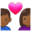👩🏾‍❤️‍👨🏾 Pasangan dengan Hati Wanita dengan Pria Warna Kulit Gelap Sedang Samsung