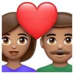 👩🏽‍❤️‍👨🏽 Pasangan dengan Hati Wanita dengan Pria Warna Kulit Sedang WhatsApp