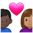 👩🏽‍❤️‍👨🏿 Pasangan dengan Hati Wanita dengan Pria Warna Kulit Sedang dengan Warna Kulit Gelap Samsung