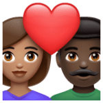 👩🏽‍❤️‍👨🏿 Pasangan dengan Hati Wanita dengan Pria Warna Kulit Sedang dengan Warna Kulit Gelap WhatsApp