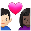 👩🏿‍❤️‍👨🏻 Pasangan dengan Hati Wanita dengan Pria Warna Kulit Gelap dengan Warna Kulit Cerah Samsung