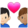 👨🏻‍❤️‍👨🏽 Pasangan dengan Hati Pria dengan Pria Warna Kulit Cerah dengan Warna Kulit Sedang Samsung