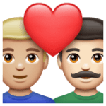 👨🏼‍❤️‍👨🏻 Pasangan dengan Hati Pria dengan Pria Warna Kulit Cerah Sedang dengan Warna Kulit Cerah WhatsApp