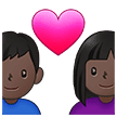 👩🏿‍❤️‍👨🏿 Pasangan dengan Hati Wanita dengan Pria Warna Kulit Gelap Samsung