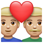 👨🏼‍❤️‍👨🏼 Pasangan dengan Hati Pria dengan Pria Warna Kulit Cerah Sedang WhatsApp