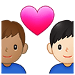 👨🏽‍❤️‍👨🏻 Pasangan dengan Hati Pria dengan Pria Warna Kulit Sedang dengan Warna Kulit Cerah Samsung