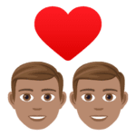 👨🏽‍❤️‍👨🏽 Pasangan dengan Hati Pria dengan Pria Warna Kulit Sedang JoyPixels
