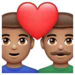 👨🏽‍❤️‍👨🏽 Pasangan dengan Hati Pria dengan Pria Warna Kulit Sedang WhatsApp