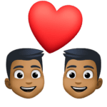 👨🏾‍❤️‍👨🏾 Pasangan dengan Hati Pria dengan Pria Warna Kulit Gelap Sedang Facebook