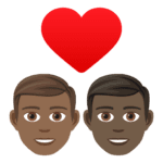 👨🏾‍❤️‍👨🏿 Pasangan dengan Hati Pria dengan Pria Warna kulit Gelap Sedang dengan Warna Kulit Gelap JoyPixels