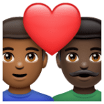👨🏾‍❤️‍👨🏿 Pasangan dengan Hati Pria dengan Pria Warna kulit Gelap Sedang dengan Warna Kulit Gelap WhatsApp