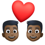 👨🏿‍❤️‍👨🏿 Pasangan dengan Hati Pria dengan Pria Warna Kulit Gelap Facebook