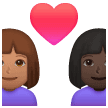 👩🏽‍❤️‍👩🏿 Pasangan dengan Hati Wanita dengan Wanita Warna Kulit Sedang dengan Warna Kulit Gelap Samsung