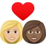 👩🏼‍❤️‍👩🏾 Pasangan dengan Hati Wanita dengan Wanita Warna Kulit Cerah Sedang dengan Warna Kulit Gelap Sedang JoyPixels