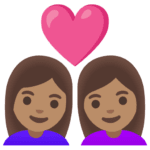 👩🏽‍❤️‍👩🏽 Pasangan dengan Hati Wanita dengan Wanita Warna Kulit Sedang Google