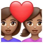 👩🏽‍❤️‍👩🏽 Pasangan dengan Hati Wanita dengan Wanita Warna Kulit Sedang WhatsApp