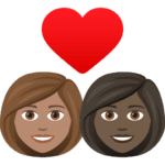 👩🏽‍❤️‍👩🏿 Pasangan dengan Hati Wanita dengan Wanita Warna Kulit Sedang dengan Warna Kulit Gelap JoyPixels